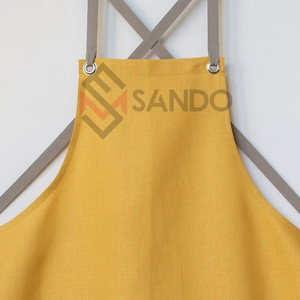 Delantales de cocina con espalda cruzada y logotipo personalizado de la mejor calidad para hombres y mujeres, ropa de trabajo impermeable, uniformes estampados de algodón y lino - Product Image 2