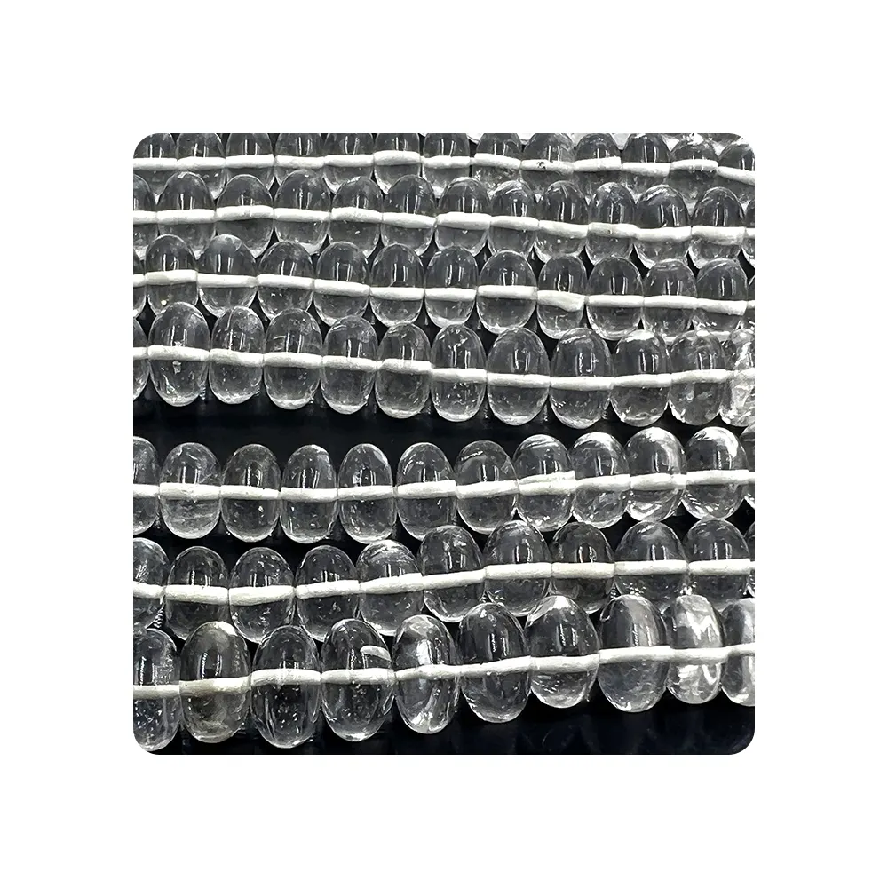 Perhiasan Fesyen Manik-manik Rondelle Bersegi Kristal Kuarsa Halus Rondelle Beads-10-12mm Untai 15 Inci