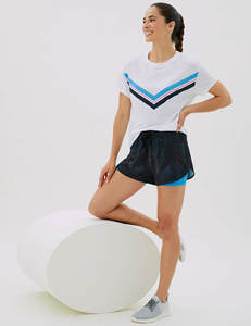 Pantalones cortos de correr tejidos en capas con estampado personalizado de cintura alta para mujer Nuevo estilo de fitness transpirable-Precio al por mayor - Product Image 2