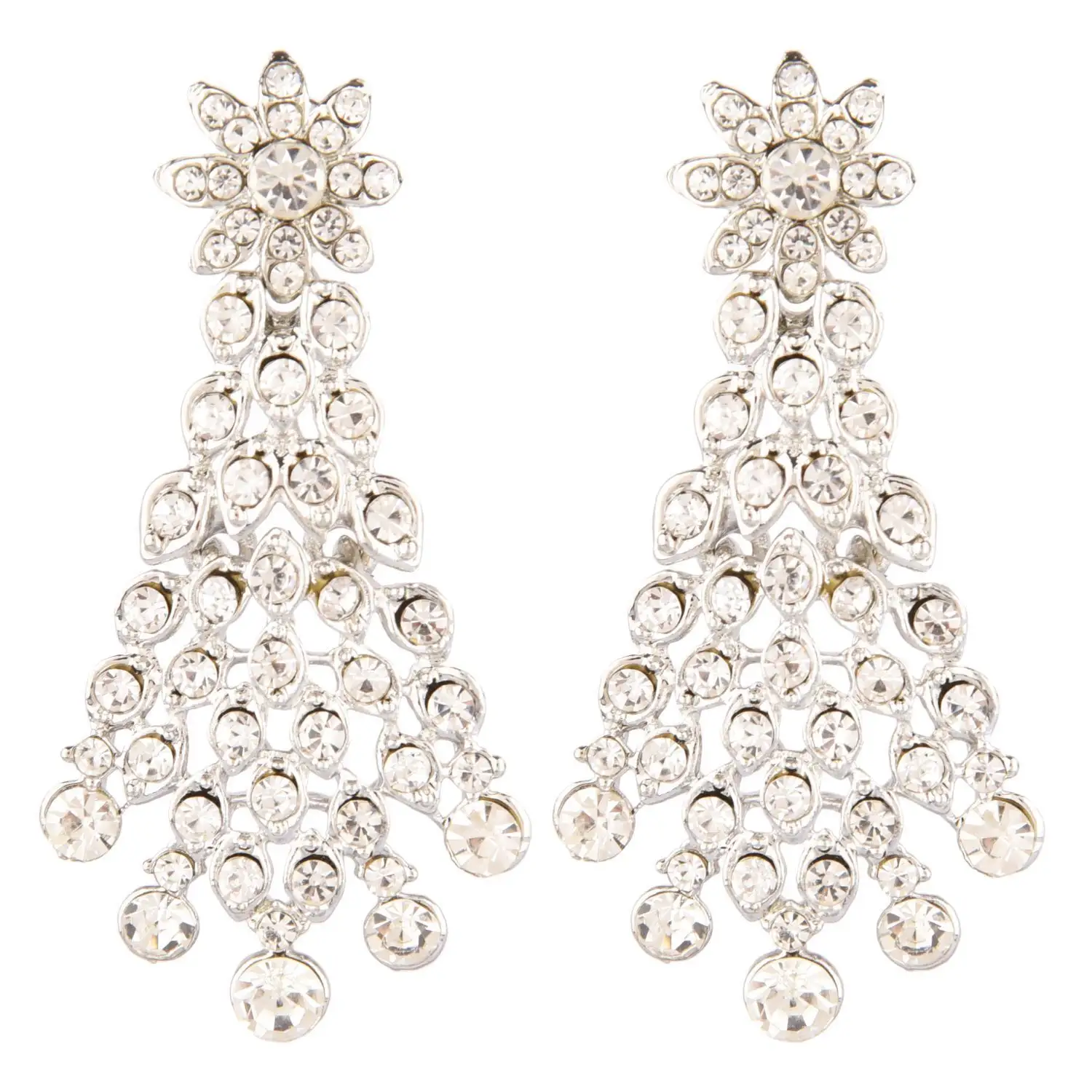 Orecchini in pietra austriaca di cristallo lampadario da sposa floreale in finta perla con orecchini pendenti per donna