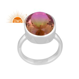 Diseño hecho a mano plata de ley fina Natural Bio Petro turmalina doblete cuarzo piedra preciosa anillo apilable fabricante de joyas - Product Image 2