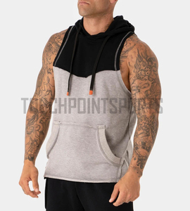 Lo último en camisetas sin mangas con capucha y logotipo de alta calidad para hombre, camiseta sin mangas con corte muscular para culturismo, sudaderas con capucha para gimnasio - Product Image 4