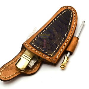 Chất lượng cao Damascus lưỡi thép săn bắn Cắm Trại cố định lưỡi gấp túi dao xử lý xương, vỏ bọc da, món quà lý tưởng - Product Image 5