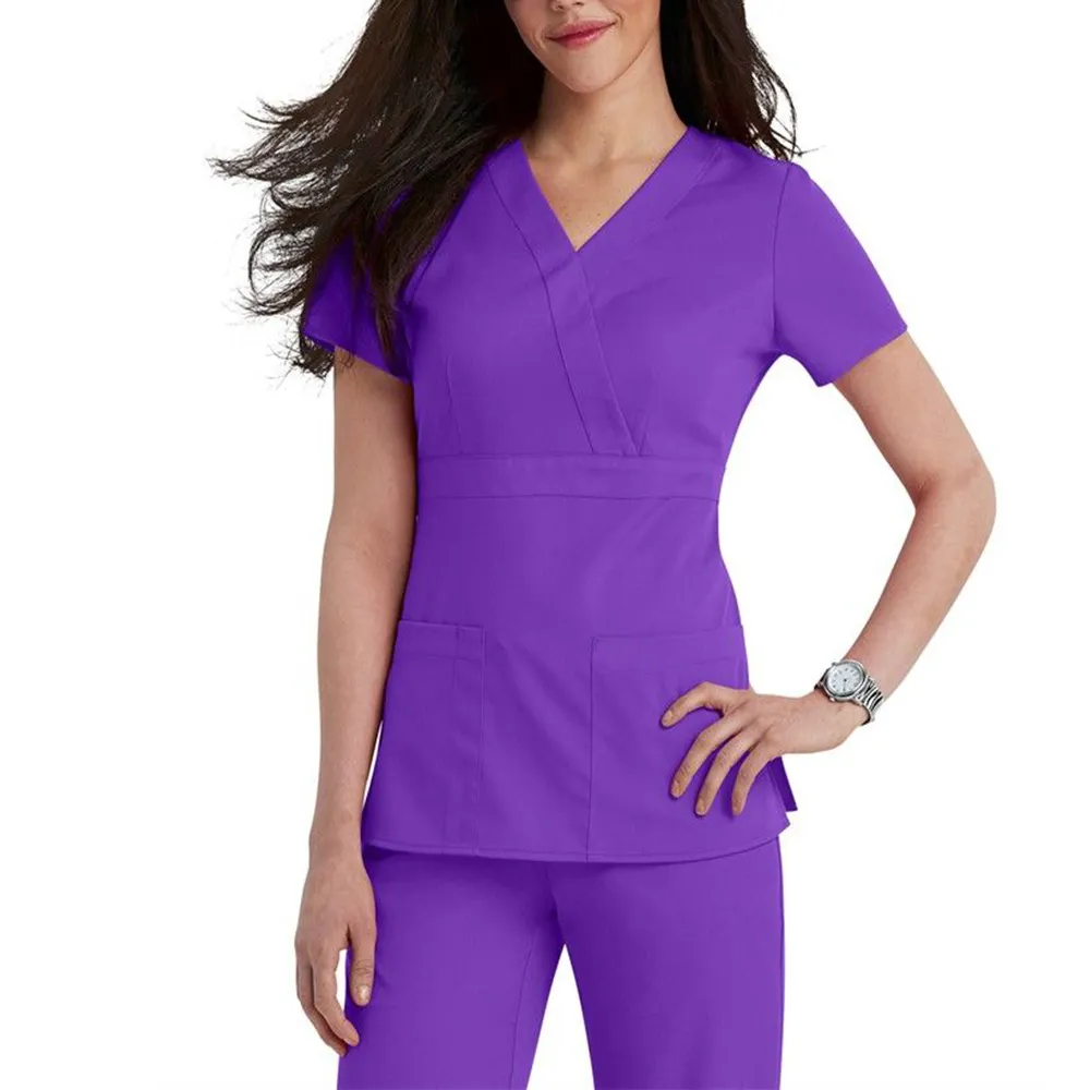 Nuevo uniforme con cuello en V para hombres y mujeres, uniforme de enfermera médica Unisex, uniformes médicos, Tops estampados, tela que absorbe la humedad
