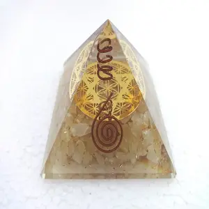 도매 마노 orgonite 노란색 Aventurine ine Orgone Reiki 충전 피라미드 차크라 기호 Orgone 피라미드 판매