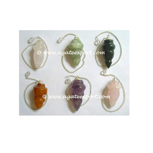 Wholesale gemstone crystal pendulum | Mix Gemstone Carved Pendulums - Product Image 3