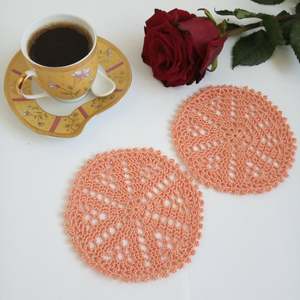 Tea Decor, Table Decor, Peach Coasters - Product Image 1