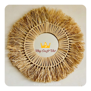 Espejos redondos de rafia del Sol de Marruecos, arte de pared colgante de rafia, de paja, palmera, mar, rafia, para regalo o decoración del hogar por FBA de Vietnam y Amazon - Product Image 1