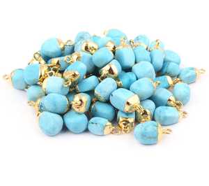 Vente en gros de fournitures de recherche howlite turquoise connecteur de culbutage or galvanoplastie tranchant pendentif breloques bricolage connecteur pour bijoux - Product Image 4