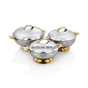 Stainless Steel Handmade Hotpot Copper And Silver Finished Casserole Round Shape Luxury Metal <b>Food</b> <b>Warmer</b> - Product Image 4