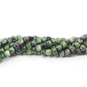 Cuentas de piedra con forma de caja facetada de zoisita rubí Natural de aproximadamente 9 pulgadas, cuentas facetadas elegantes en forma de caja - Product Image 4