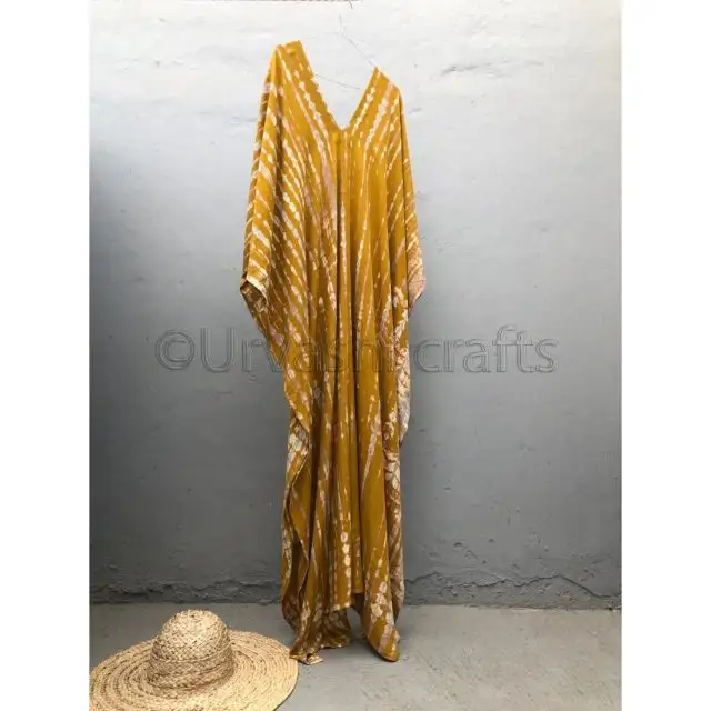 Summer New Fashion Women Tie Dye Print Beach Hippie Chic Boho Kaftan Cover Up Dress New Fashion Loose Fit Poncho