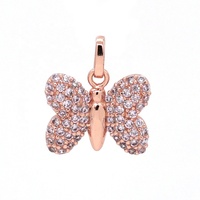 Bijoux en argent Sterling 925 plaqué or, pendentif papillon en cristal CZ, breloque pour femmes, pendentifs de bijoux