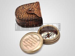 <b>Antique</b> Marine Poem <b>Compass</b> Pocket <b>Compass</b> with Leather Case Vintage Nautical Decorative Collectible Gift for Camping Graduation - Product Image 3