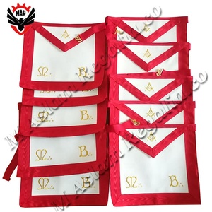 Tablier en peau d'agneau adorable rite écossais AASR | Tablier rouge de maître maçon | Tablier maçonnique brodé à la main - Product Image 2