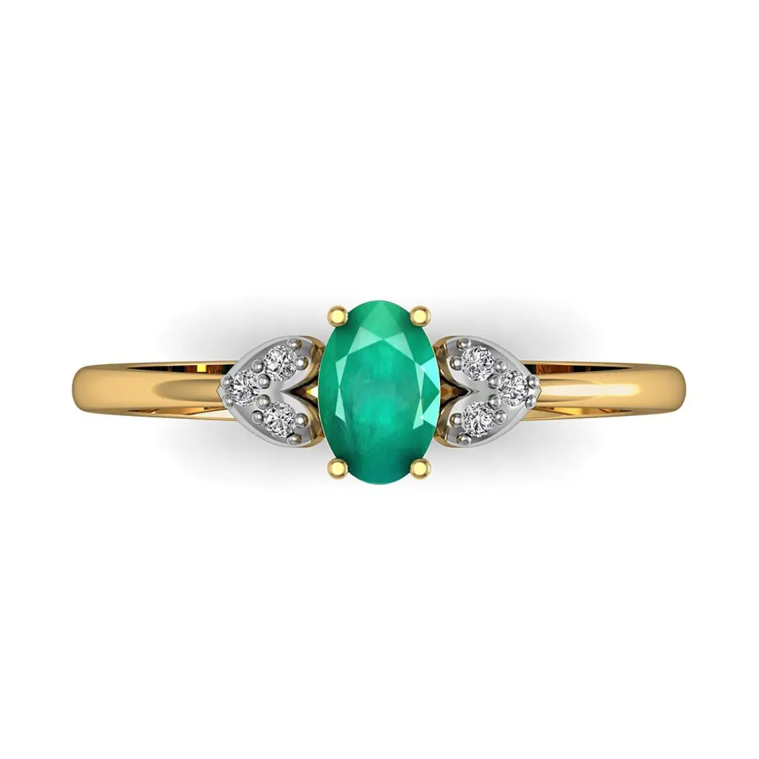 Esmeralda oval natural diamante pave, sólido 18k ouro amarelo design de coração anel de noivado pedra preciosa fabricante de joias finas