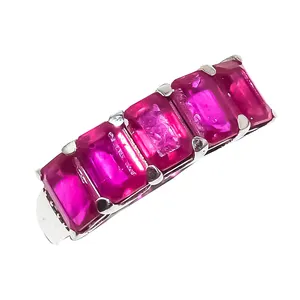 Thiết Kế Mới Nhất Tự Nhiên Màu Đỏ Ruby Ring Ấn Độ Bán Buôn Giá Nhà Máy Giá Rẻ 925 Sterling Silver Jewelry