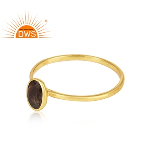 Smoky <b>Quartz</b> Gemstone <b>Ring</b> Jewelry 18k Gold Plated 925 Silver Women's <b>Rings</b> Jewelry Manufacturer - Product Image 2