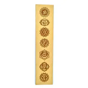Corte a laser de madeira com 7 chakras, corte e design em madeira para laser, placa longa e madeira, suporte para meditação