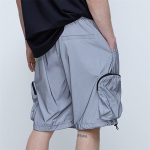 Pantalones Cortos Cargo Grises para Hombre, Cintura Media, Cordón Ajustable, Secado Rápido, Estilo Casual, con Bolsillos - Product Image 4