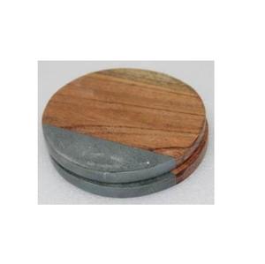 Dessous de verre carrés en pierre de bois et de marbre avec support disponible en différentes formes d'utilisation - Product Image 4