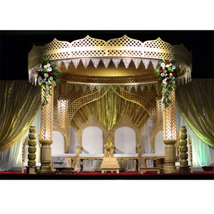 มณฑปคริสตัลแบบวินเทจสำหรับงานแต่งงานรุ่นใหม่ พร้อมไฟประดับ ปรับแต่งขนาดและสีได้ ใช้ได้ทั้งภายในและภายนอกอาคาร - Product Image 1