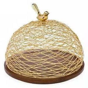 Support à gâteau en fil métallique doré pour mariage, forme dôme, style antique, pour gâteau de cerisier, ustensile de cuisson, forme ronde, pour table, usage de mariage - Product Image 1