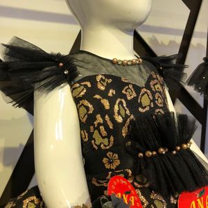 Élégant ensemble de robes à imprimé floral en satin noir pour filles et nouveau-nés nouveauté vêtements de fête pour les fêtes de printemps pour les enfants - Product Image 4