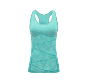 Camiseta sin mangas de punto transpirable de alta elasticidad para mujer, sin cuello, de secado rápido, para gimnasio, Yoga, entrenamiento, Top para correr, botón de encaje, corto de plumas - Product Image 6