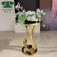 Meuble de décoration, support en acier inoxydable doré, plateau en verre, table à gâteau