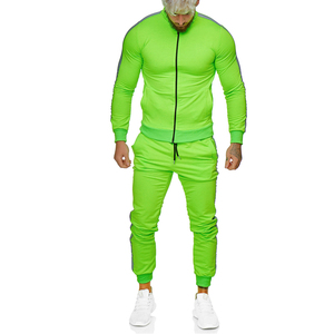 Chándal Deportivo de Primavera para Hombre, Talla Grande, Transpirable, con Cremallera Larga, de Algodón Verde - Product Image 1