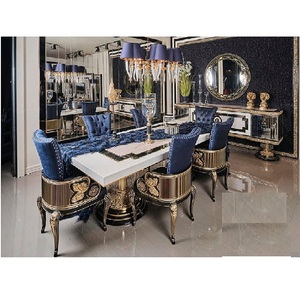 Juego de mesa de comedor moderno de madera maciza de estilo europeo Juego de mesa de comedor barroco moderno y elegante Juego de mesa de comedor tallado a mano moderno - Product Image 1