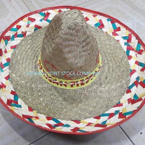 Chapeau de paille à large bord imprimé de personnages, style mexicain, pour les fêtes en plein air, la pêche et les voyages - Product Image 1