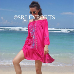 ชุดเดรสผู้หญิงสไตล์โบฮีเมียน,ชุดกระโปรงยาวปักลายดอกไม้มาเจสติกแขนกระดิ่งเสื้อผ้าอินเดีย - Product Image 2