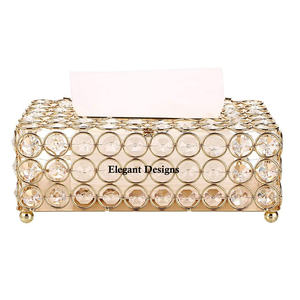Caja de pañuelos con cuentas de cristal rectangular hecha a mano de calidad Superior diseñador atractivo soporte de pañuelos de Metal chapado en oro colgante - Product Image 1