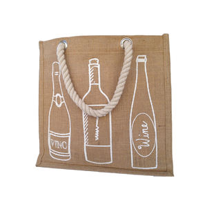 Compre bolsas de yute ecológicas con tarifa al por mayor, bolsas de botellas de vino de diseño personalizado a precio en India - Product Image 3