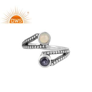 Anillo de plata de primera ley y GEMA de iolita para mujer, sortija de boda, plata esterlina 925, Ópalo etíope Natural, venta al por mayor - Product Image 1