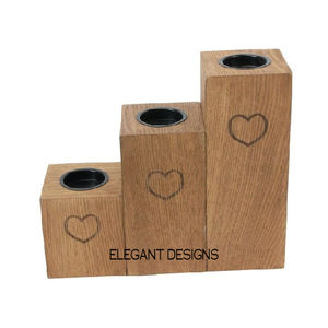 Juego de portavelas de forma redonda de madera hecha a mano de alta calidad, dos en relieve, diseño moderno, hoteles personalizados, caja de uso doméstico embalada - Product Image 5