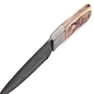 Custom Made Damascus Hunting Skinning <b>Knife</b> with Came <b>Bone</b> <b>Handle</b> Of Scrimshaw (Smk1323) - Product Image 5