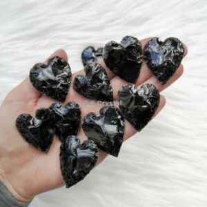 Media Luna de media luna de obsidiana, corazón negro de la mejor calidad, venta al por mayor, calidad estándar, compra a F S CRYSTAL - Product Image 1