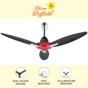 Ventilateur de plafond électrique en métal Bloom Daffodil Goodbye Dust 1250 mm |   Design rouge et noir scintillant pour utilisation hôtelière - Product Image 4