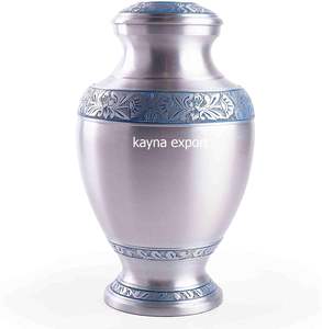 Urne de crémation pour adulte en métal bleu brillant, gravée, pour cendres, en laiton, bon marché, gravée pour adulte, capacité cubique de 200, dernière collection - Product Image 5