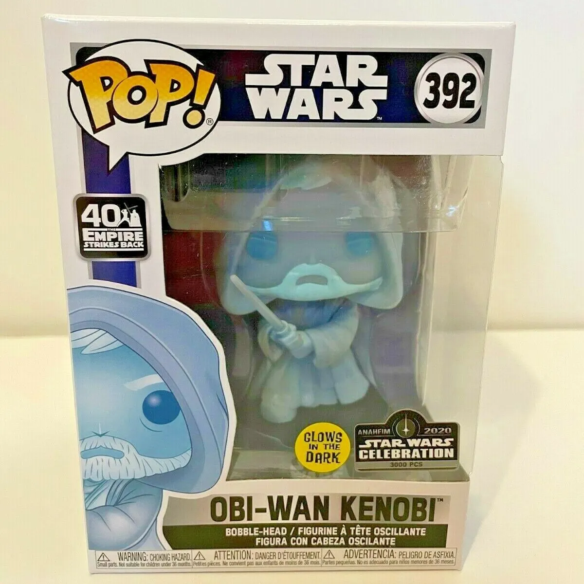 متعة جديدة-ko البوب! مجسم حصري للعبة حرب النجوم, ستار-ورز Obi-Wan-Kenobi ، لامع في الظلام ، احتفال حرب النجوم 2020