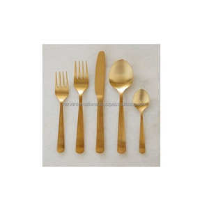 ชุดมีดดีไซน์รูปใบไม้สีทอง5ชิ้นชุดเครื่องใช้บนโต๊ะอาหารชุดเครื่องใช้บนโต๊ะอาหารด้ามทองหรูหรา - Product Image 3