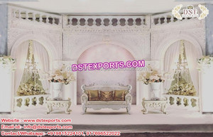Decoración Glamorosa para Bodas Indias, Magnífico Escenario para Bodas Indias, Decoración de Escenario para Bodas con Temática Dorada Asiática, EE. UU., Reino Unido - Product Image 2