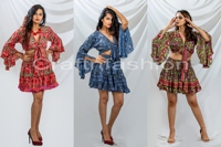 Minifalda de chifón estilo bohemio vintage indio con estampado floral, talla grande, moda de verano