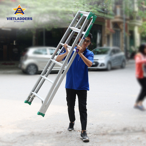VIETLADDERS NKY-5C Aluminum Industrial Folding Ladder 4 Steps 6FT Extended Height <b>Portable</b> Manual <b>Lock</b> 150kg Capacity 6063T5 - Product Image 6