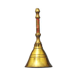 Petite cloche en laiton brillante avec poignée Cloche traditionnelle en métal indien pour décoration intérieure, puja, temple et usage spirituel - Product Image 6