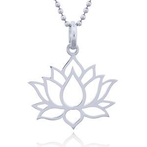 Lotus Fleur Plaqué Argent Pendentif - Product Image 1