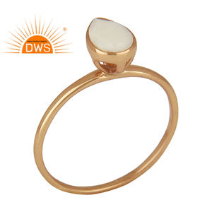 Anillo de Ágata Blanca, Proveedores de Joyería, Anillo de Plata 925 Chapado en Oro Rosa Hecho a Mano, Colección Clásica - Product Image 1